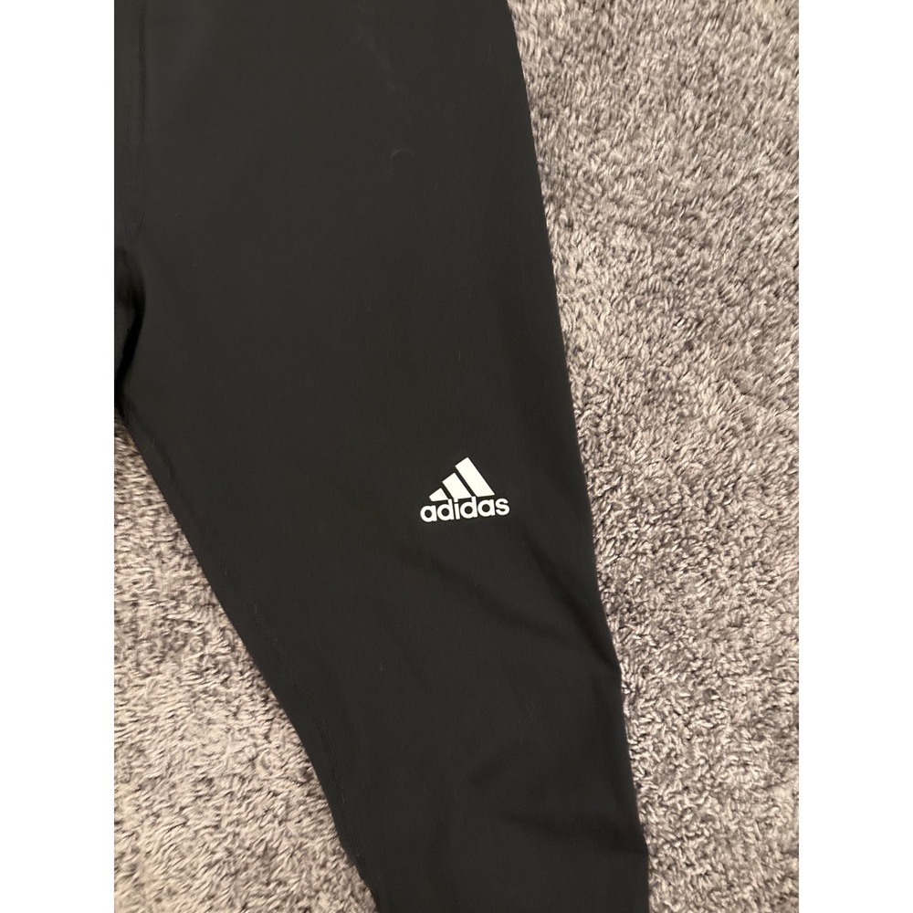 Adidas Climalite Mens Running Leggings Black Reflective Tights Size XL - Picture 2 of 4